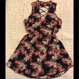 Floral lace up dress